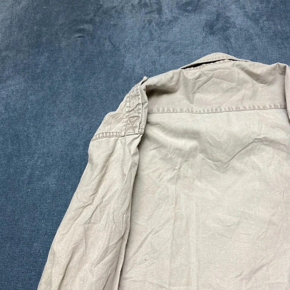 Banana Republic Utility Shirt Mens Large Beige Relaxed Fit Flap Pocket Button Up